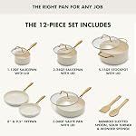 GreenPan Swift 12-Piece Ceramic Nonstick Cookware Set, PFAS-Free, Hard Anodized for Durable Performance, Bamboo Utensils, Oven/Broiler Safe to 600°F, Dishwasher Safe, Cream