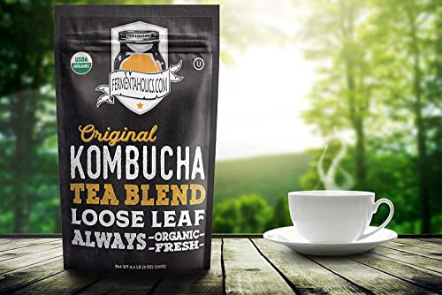 Fermentaholics Usda Certified Organic Kombucha Tea Blend 4 Oz | Makes 11 Gallons | Kosher Certified | Organic Black And Green Tea Blend | Loose Leaf #TOP2