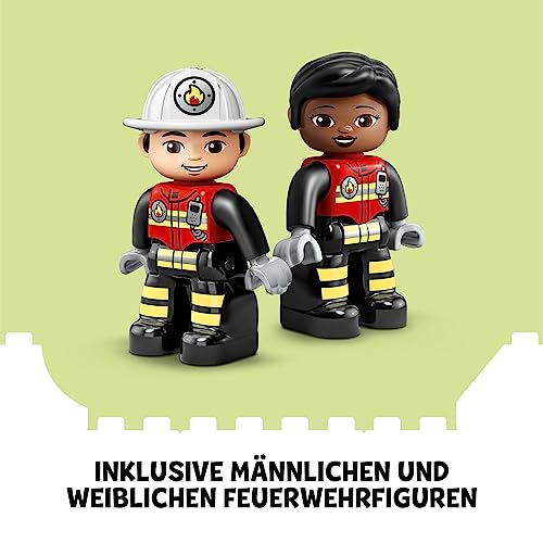 Image of LEGO Duplo Rescue Fire Station & Helicopter 10970 Building Toy; Playset With Fire Truck And Helicopter; For Ages 2+ (117 Pieces), Multicolor