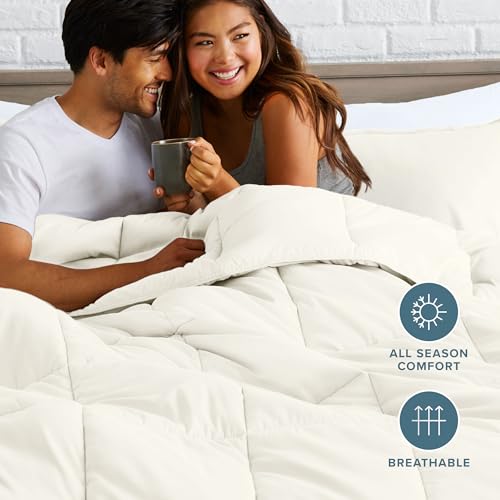 Image of Bare Home Comforter Set - Oversized Queen Size - Ultra-Soft - Goose Down Alternative - Premium 1800 Series - All Season Warmth (King /Cal King, Cream)