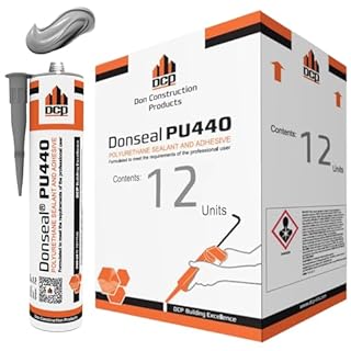 DCP Donseal PU440 Polyurethane Concrete Sealant 12 Pack– Non-Sag Concrete Caulk for Joints, Walls, Sidewalk, and Foundation, 10.1 fl. oz. Cartridge – Grey