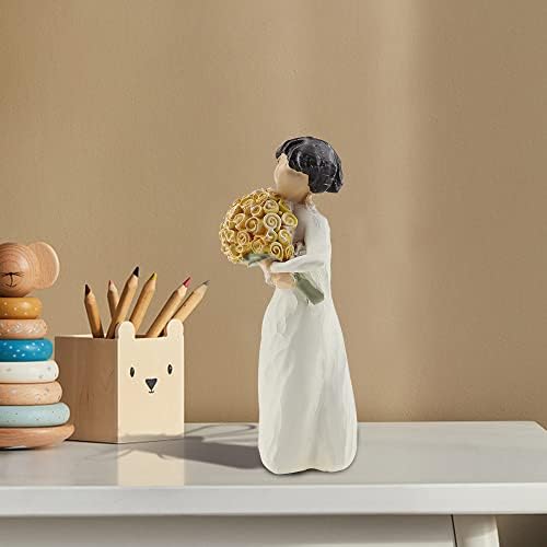 guobinZH Decorations Guardian Angel Figurine Hand Holding Yellow Rose Hand Carved Praying Angel Sculpture Home Decoration Gifts to Express Sincere Friendship Blessings and Love