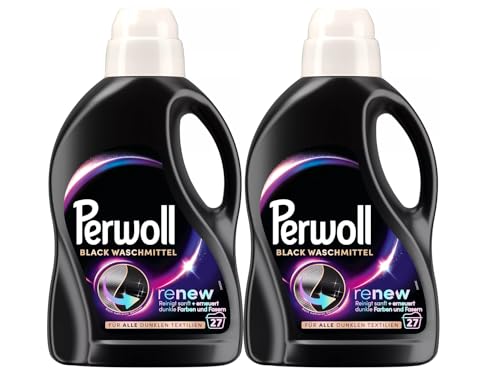 Perwoll Renew Black Detergente 2 x 27 WL (54 lavados), detergente suave limpia suavemente y renueva los colores oscuros y las fibras, para todos los tejidos oscuros, con tecnología Triple Renov
