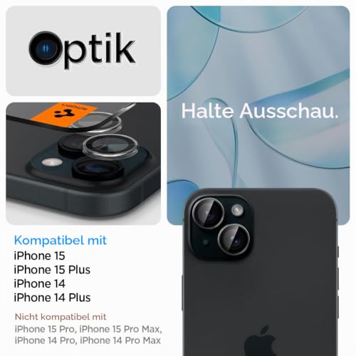 Spigen iPhone 15/15 Plus / 14/14 Plus Kamera Objektiv Glas Schutz Glas.tR EZ Fit Optik Pro (2 Stück) Crystal Clear - AGL06918 – Ansicht 2