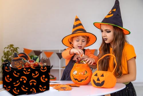 Image of Essme Rectangular Halloween Basket,Kids Baskets Empty with Handles for Kids Halloweens Room Decor,Boys and Girls,Candy Basket（Funny face）