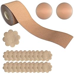 Cazuelas Chinas Cinta sujetador para pecho. Adhesivo invisible push up o elevador pechos con 20 unidades cubierta de pezones para utilizar con cualquier prenda descubierta. Cintas color piel copa A-E pecho grande.