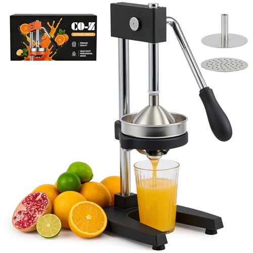 CO-Z Presse-Agrumes Manuel à Levier, Presse-Fruits Manuel, Presse-Citron Professionnel avec Plaque de Pression Coniques et Plates pour Jus d'Orange Citron...