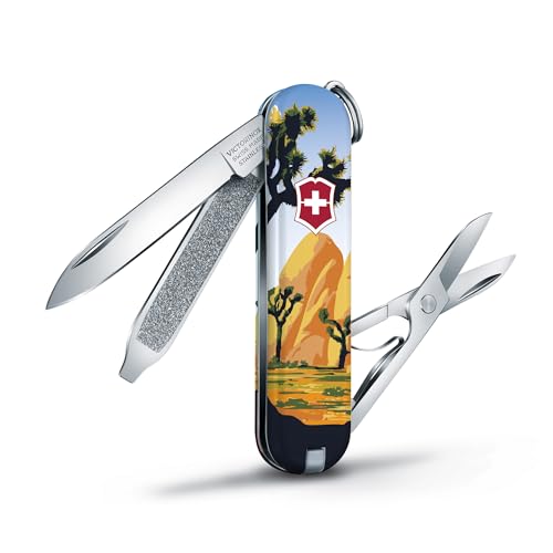 Image of Victorinox Classic SD Swiss Army Knife, Joshua Tree National Park | 7-Function Swiss Mini Knife, Small Blade, Nail File, Screwdriver, Key Ring, Swiss Made, Compact EDC for Keys and Bags