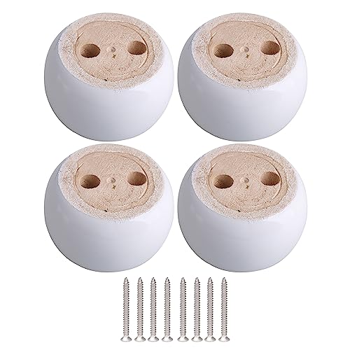 BQLZR 4 cm de Hauteur Blanc Wood Rond de 6.7 cm de diamètre Pieds de Meubles Pieds Roulement 100 kg Poids Lifter pour canapés Lits Armoires Tables Lot de 4