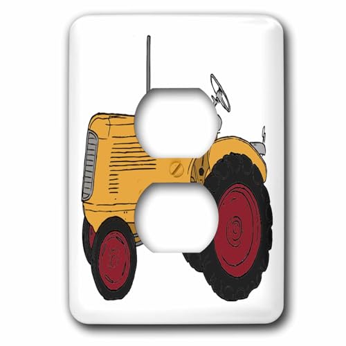 Cache-prise 2 prises grand tracteur orange 3dRose LSP_41672_6