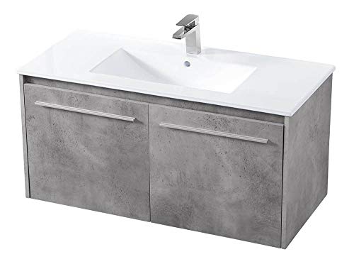 Elegant Decor 40 inch Single Bathroom Floating Vanity in Concrete