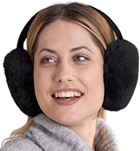 Brook + Bay Ear Muffs for Women - Winter Ear Warmers - Soft & Warm Cable Knit Furry Fleece Foldable Earmuffs Ear Covers for Cold Weather