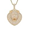 GleaMora Lion Head Pendant Men Ins Style Personalized Necklace Punk Necklace With Zircon Jewelry Light Luxury Birthday Party Gift, 60cm, Gold #3