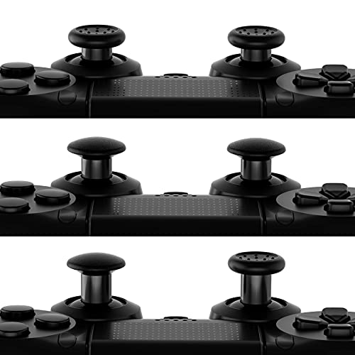 eXtremeRate ThumbsGear Joysticks Ajustable para Playstation 4 5 Mando Joystick Ergonómico Intercambiable con Grip Convexo y Cóncavo de 3 Alturas Thumbsticks para PS4 Pro/Slim para PS5 Control-Negro