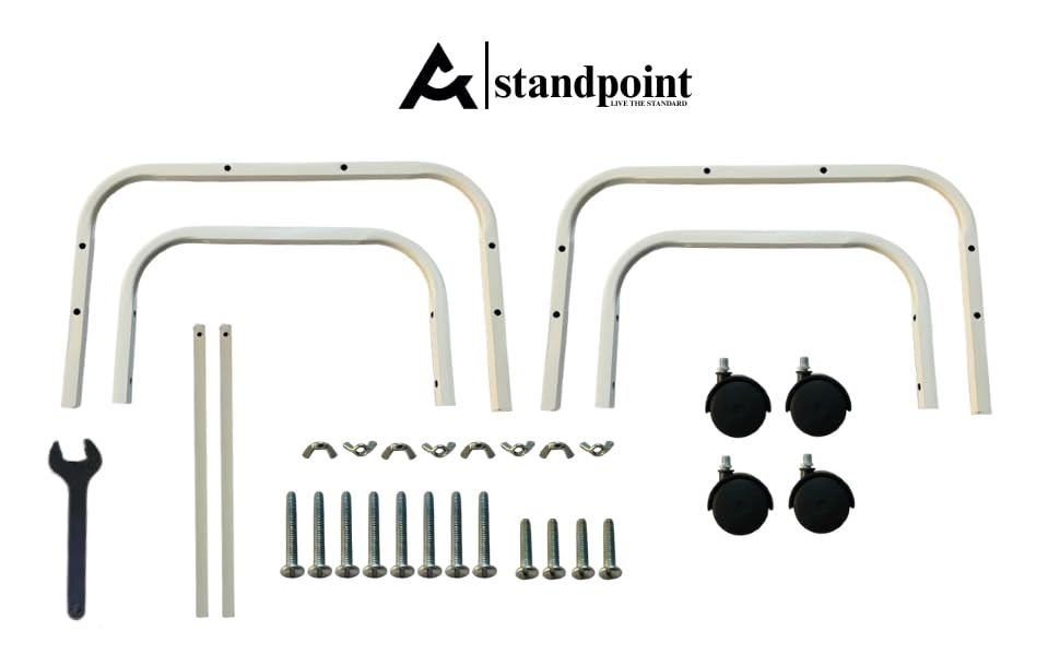 Image of StandPoint | Heavy-Duty Cooler Stand with Wheels | Metal Trolley for Home & Outdoor | Rust-Resistant White Finish | 360 Rotating Wheels | 100kg Load Capacity | Cooler Movable Stand