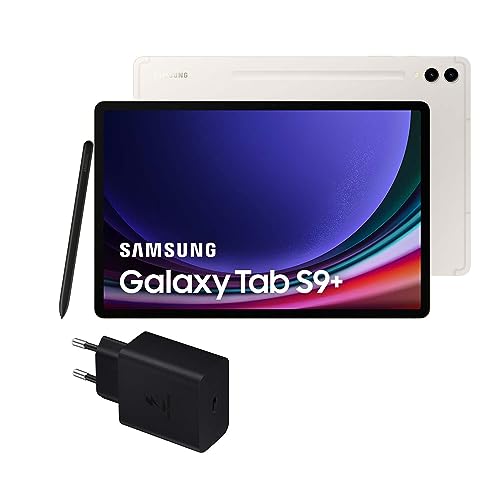 Samsung Galaxy Tab S9+, 256 GB, 5G + Cargador 45W – Tablet Android, Ranura MicroSD, S Pen Incluido, Beige (Versión Española)