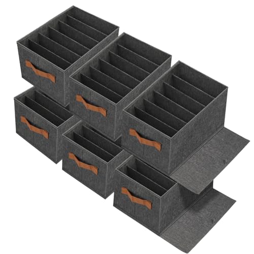 zachufa 6 Piezas Organizador Armario Ropa, Organizador Cajones Plegable de Tela Organizador Pantalones Armario Para Jeans Pantalones, Suéter, Camisetas, Separadores De Cajones 25cm*34cm*20cm*6