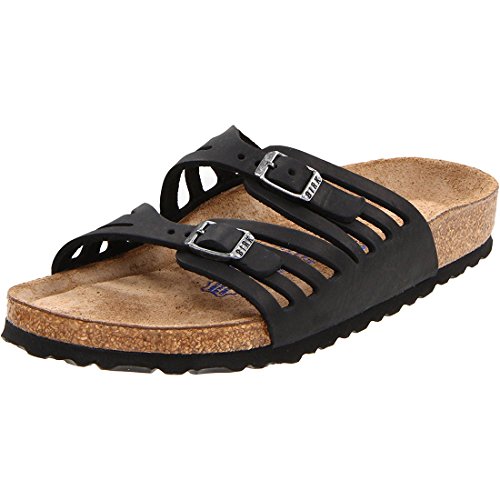 Birkenstock Women's Granada Soft Footbed Sandal,Black Oiled Leather,37 M EU