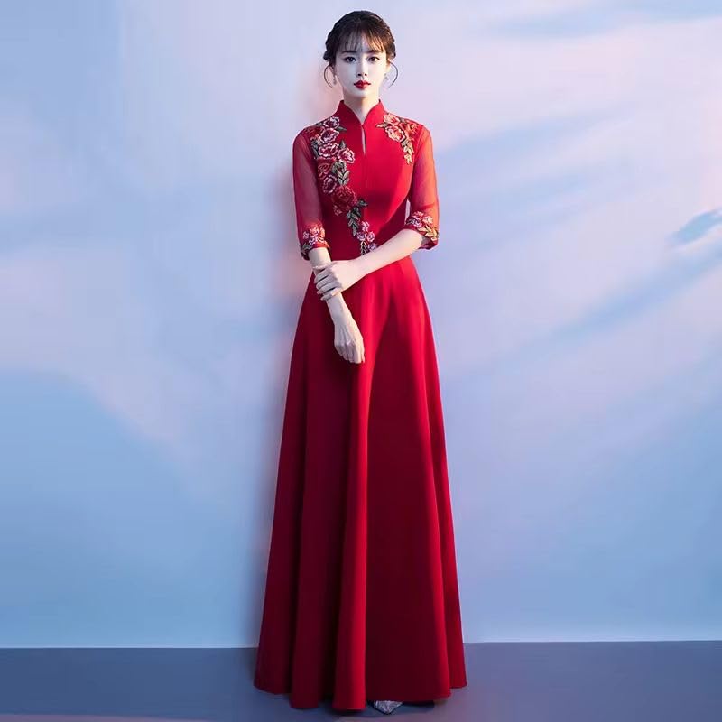 Robe chinoise traditionnelle à fleurs à offrir pour un anniversaire - 4
