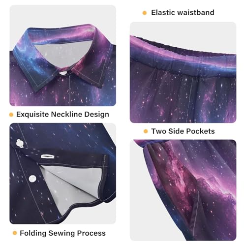 Boccsty Purple Space Galaxy Pattern Boy Summer Shorts Sets Hawaiian Toddler Boys T-Shirt & Pants 2 Pcs 3T3