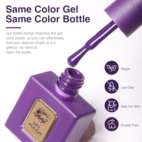 GELLAKTIK Gel Polish Set of 6 Colors 12ml with Purple Beige,Spring Gel Nail Polish Set for Salon DIY at Home, Soak Off LED UV Gel Nail Polish, Gifts for Women Girls — view 6