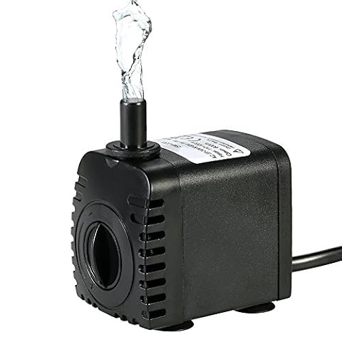 Decdeal Zatapialna pompa wodna 600L/H 8 W do akwarium fontann stołowych, stawów, ogrodów wodnych i systemów hydroponicznych z 2 dyszami AC220-240V