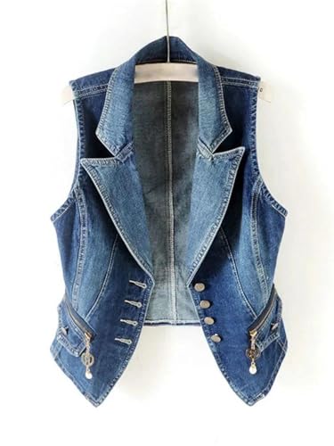Women Denim Vest Jacket Spring Autumn Sleeveless Short Jeans Waistcoats Single-Breasted Tops2