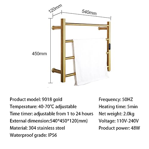 Handtuchwärmer mit integriertem Timer, goldener Handtuchwärmer fürs Badezimmer, Wandmontierter Handtuchwärmer fürs Badezimmer, elektrischer Handtuchhalter mit Heizung, Edelsta(Silver-Plug-in)