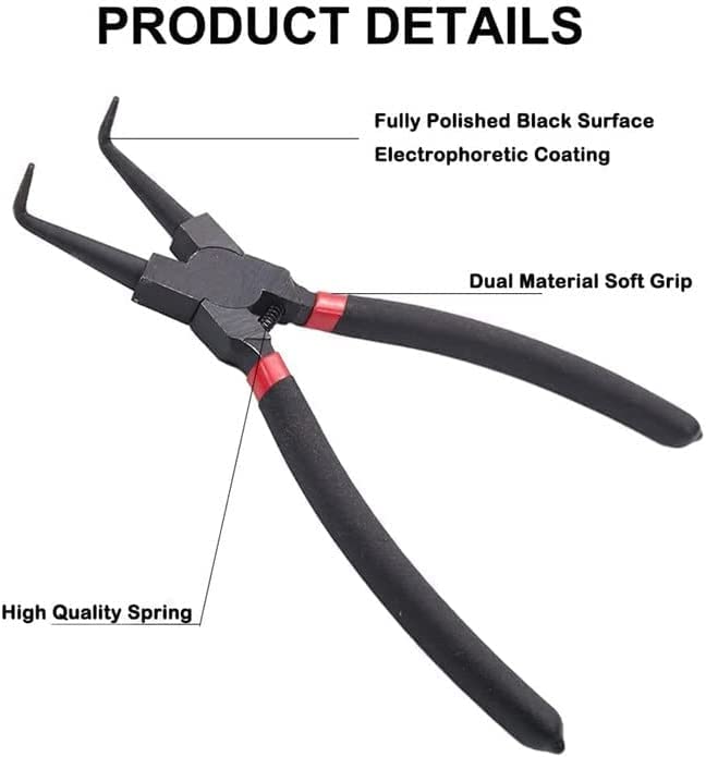 Pinza Per Anelli Seeger BRILLIANT TOOLS BT067006 - Piegata, 125 Mm, Per Anelli Di Fissaggio Esterni