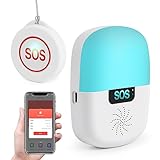 Shinmax Notrufknopf für Senioren,WiFi Smart APP Senioren Notruf Notfallknopf für Senioren Patienten Behinderte Schwangere Kinder Hausnotruf Alarmknopf Einstellbare Beleuchtung Musik Einfache Bedienung