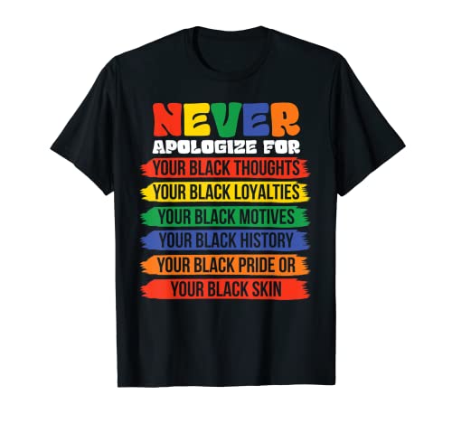 Never Apologize For Your Blackness Black History Month T-Shirt