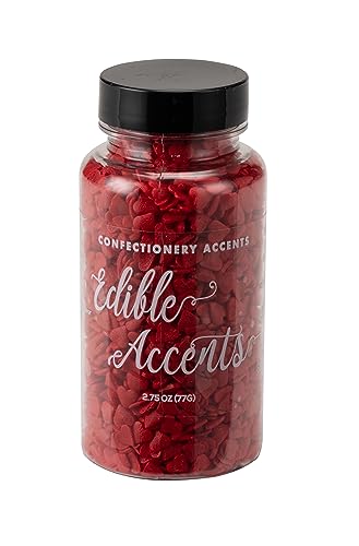 Edible Accents Red Hearts- Gluten-Free, Egg Free, Nuts Free, Kosher, Sprinkle Medley Mix, For Baking, Decorating, Cookies, Cupcakes, Cakes, Topping, Jimmies, Sugar Shapes