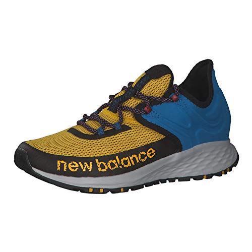 New Balance Men's Fresh Foam Roav Trail V1 Trail Running Shoe, Varsity Gold/Neo Classic Blue, 7 M US