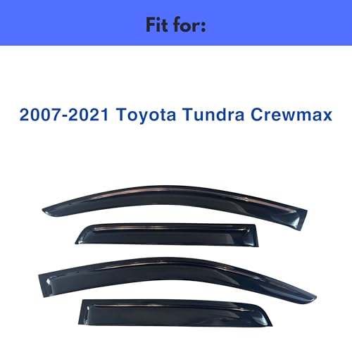 Image of IG Window Visors Fit for 2007-2021 Toyota Tundra Crewmax, Out-Channel Rain Guards Vent Wind Deflectors 4PC, Truck Accessories for 07-21 Tundra Crewmax (Full-Size Cabs)