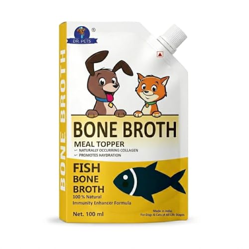 Image of Dr. Pets Pack of 3 (100ml Each) Fish Bone Broth for Dogs & Cats | Liquid Meal Topper | Collagen Rich | Supports Digestion & Hydration