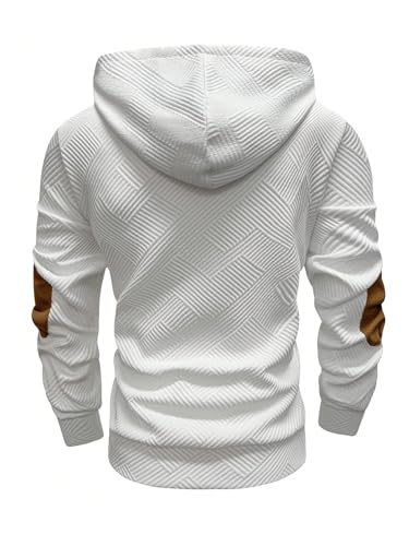 Men's Textured Button Front Hoodie Sweatshirts Drawstring Jacquard Pullover Hoodies2