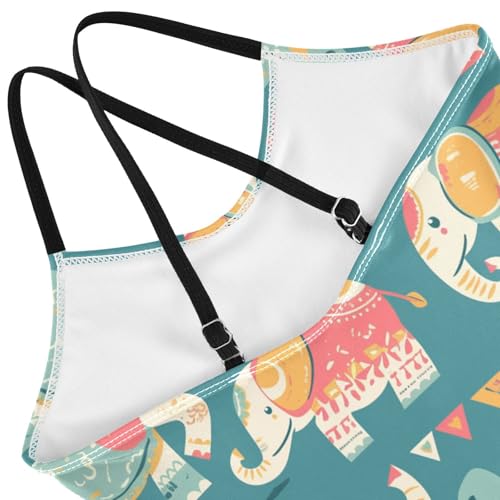 KLL Rose Gold Abstract Elephant Girl 1-Piece Swimsuits Beach Swimwear with Adjustable Straps UPF 50+4