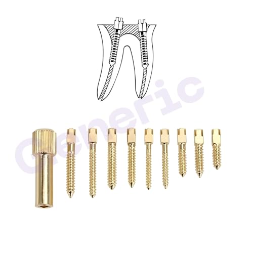 Image of Dental Gold Plated Screw Posts, Conical Screw Posts - Gold Plated Stainless Steel Root Canal Post System with Cross Head Design, 4 Sizes Prefabricated Endodontic Post Kit (120pcs- Gold plated)