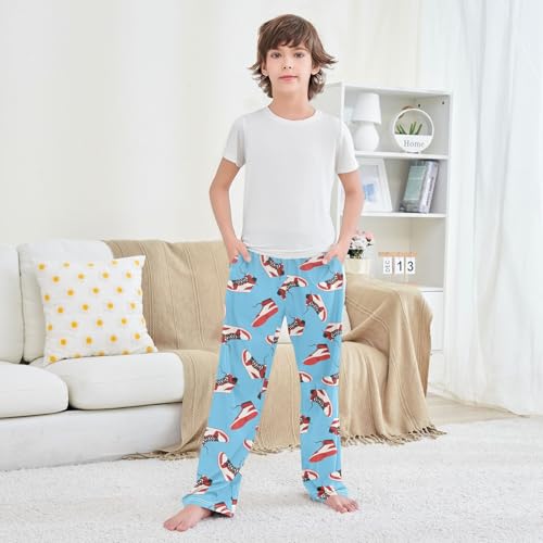 Boys' Pants Retro Sneaker Pattern Long Bottoms Jogger Pants Elastic Waist Trousers with Pockets S-XL3