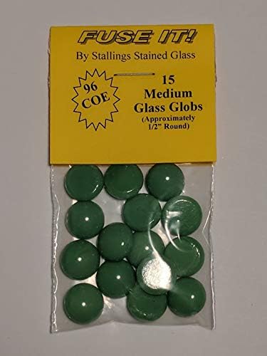 Fuse It! Medium Glass Globs - White/Hunter Green Opal - 96 COE - 15 Pieces - By Stallings Stained Glass