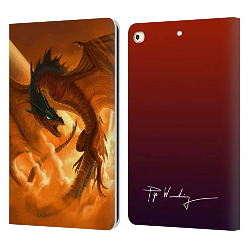 Étui portefeuille iPad 9.7 cuir antichoc motif dragon de feu