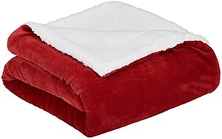 AmazonBasics Soft Micromink Sherpa Throw Blanket - King, Red