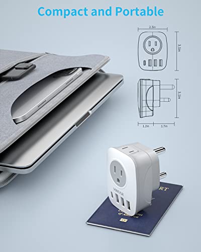 [2-Pack] South Africa Power Adapter,Vintar Type M Plug Adapter With 1 Usb C,3 Usb Ports And 2 American Outlets,6 In 1 South Africa Travel Plug Adapter For Us To South Africa, Botswana, Namibia, Nepal #TOP4