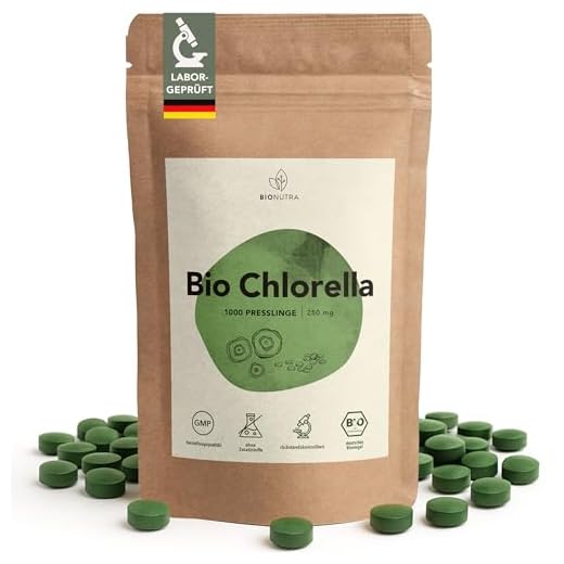 BIONUTRA® Bio Chlorella Tabletten – 1000 Presslinge à 250 mg, nach EU-ÖKO-Standard hergestellt, rückstandskontrolliert, ohne Zusätze, vegan, laktose- & glutenfrei, aus reinem Chlorella Bio Algenpulver