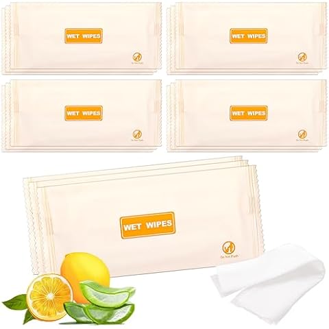 SLequipo 100 pcs Individually Wrapped Lemon Wet Wipes Cover