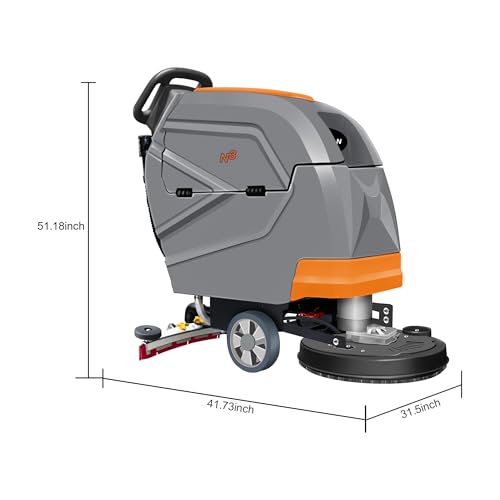 Image of N3 20 inch Walk-Behind Scrubber Kit,31 inch Squeegee,190 RPM | sturdy metal frame & wear-resistant ABS; full kit with 2 brushes 2 rubber lips; Perfect for retail; epoxy & greasy floors