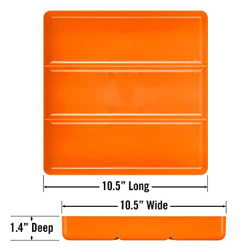 Image of Ernst Manufacturing Toolbox Tray: Stackable Tray in Orange with 3 Compartments - Ideal for Trades, Mechanics, Electricians, Plumbers, Household Use, Hobbies, and More - Heavy Duty - Made in the USA
