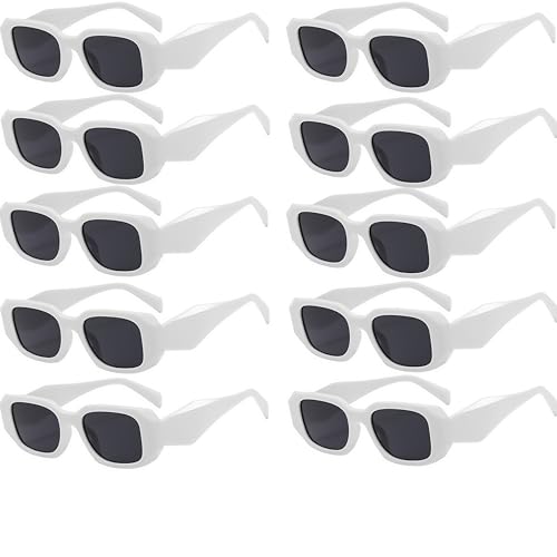 10-Pack Y2K Sunglasses, Irregular Square Frame UV400 Protection Unisex Party Favors Bulk Accessories (Women & Men)