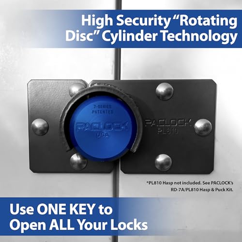 Image of PACLOCK's 7-Series Flat Back Puck w /Tapped Holes, High Security Rotating Disc, Manufacturer-Controlled Key Assigning, Exclusive Key Number, U-Pick! Keyed Alike w / 1 Key, Black