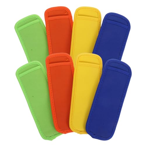 Cabilock 8pcs Reusable Ice Pop Sleeves Freezer Ice Stick Holders for Parties Summer Events Outdoor Fun Design Machine Washable